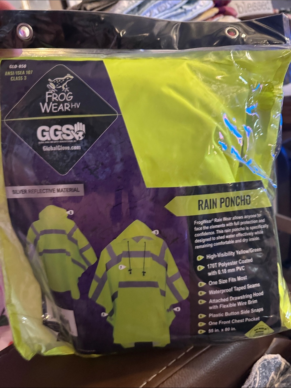 FrogWear High-Visibility Yellow/Green Men’s Rain Poncho